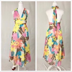 Milly silk halter dress handkerchief hem midi 4